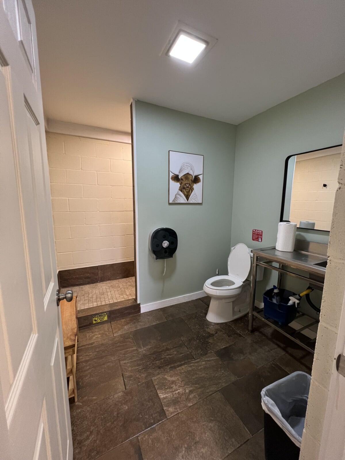 CLEAN SHOWERS AND BATHROOMS